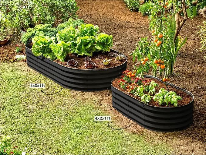 Galvanized Raised Garden Beds Outdoor // 6×3×1 ft (2-Pack) Planter Raised Beds for Gardening, Vegetables, Flowers // Large Metal Garden Box // Patented Tool-Free Design (Black) by GreenHaven Gardens