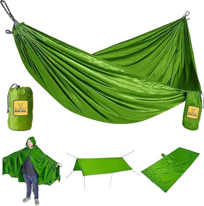 Wise Owl Outfitters Camping Hammock – 500lbs Portable Hammock with Tree Straps - Travel, Backpacking, Hiking, Outdoors Camping Gear - Single or Double by GreenHaven Gardens