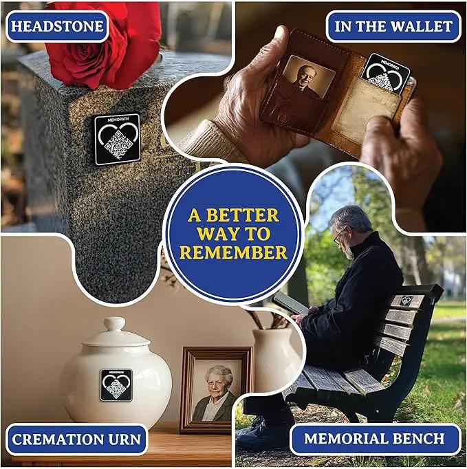 3 pcs QR Memorial Plaque and Memorial Webpage - Cemetery Plaques for Grave, Cemetery Qr Code, Memorial Qr Code for Headstone, Memorial Plaques, Memorial Gifts for Loss of Loved One by GreenHaven Gardens