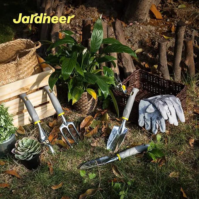 Jardineer Garden Tools Set, 8PCS Heavy Duty Garden Tool Kit with Outdoor Hand Tools, Garden Gloves and Storage Tote Bag, Gardening Tools Gifts for Women and Men by GreenHaven Gardens