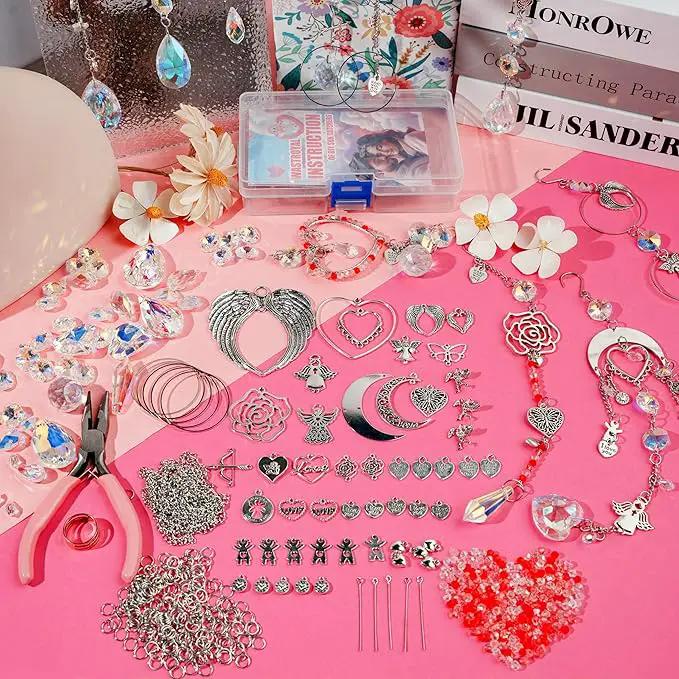 10 Sets DIY Suncatcher Kits 500PCS Valentine's Day Suncatchers Craft Kits Heart Suncatcher Ornaments DIY Sun Catchers Kit for Adults Valentine's Day Home Wedding Garden Decor Favors Gift (Love shape) by GreenHaven Gardens