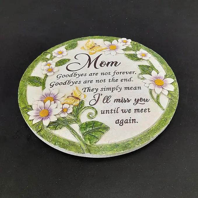 INSPIAMZUE Mom Memorial Stone - Until We Meet Again, Mom Remembrance Gift for Grieving, Sympathy Gift for Loss of Mother, Mom Loss Condolence, Memorial Stone Butterfly Flower TNS2 by GreenHaven Gardens