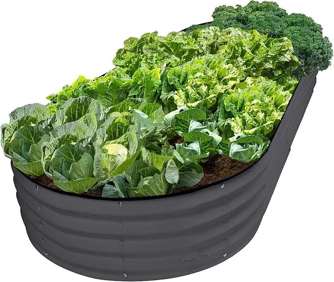 Galvanized Raised Garden Beds Outdoor // 8×4×1 ft Planter Raised Beds for Gardening, Vegetables, Flowers // Large Metal Garden Box // Patented Tool-Free Design (Gray) by GreenHaven Gardens