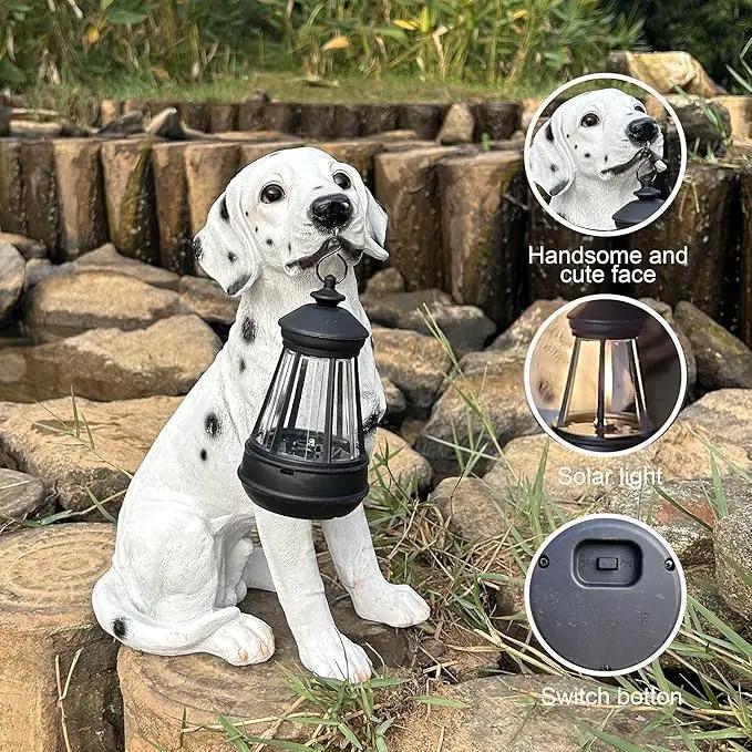 NASKY The Resin Handicraft Solar - Powered Hanging Lamp in The Shape of A Simulated Puppy of The Courtyard is Suitable for Places Such As Courtyards, Gardens and Balconies (Spotted Dog) by GreenHaven Gardens