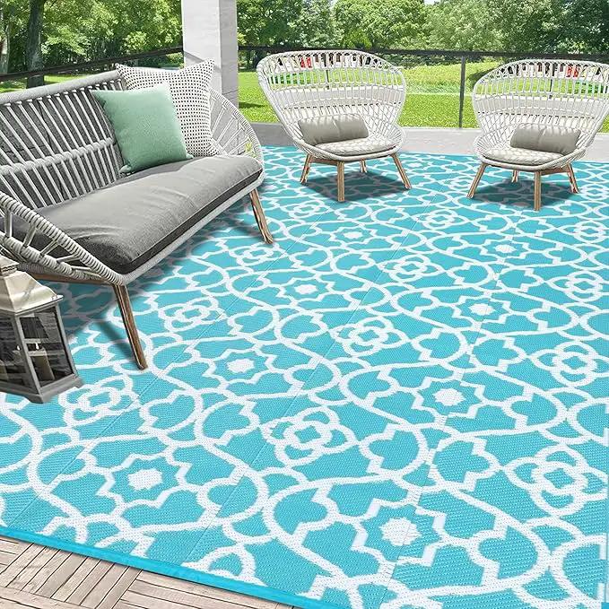 HEBE Outdoor Rug Waterproof 9x12, Plastic Straw Rug Camping Rug, Reversible Outdoor Patio Rugs RV Mat Clearance, Indoor Outside Floor Carpet for Porch,Deck,Camper,Balcony,Backyard by GreenHaven Gardens