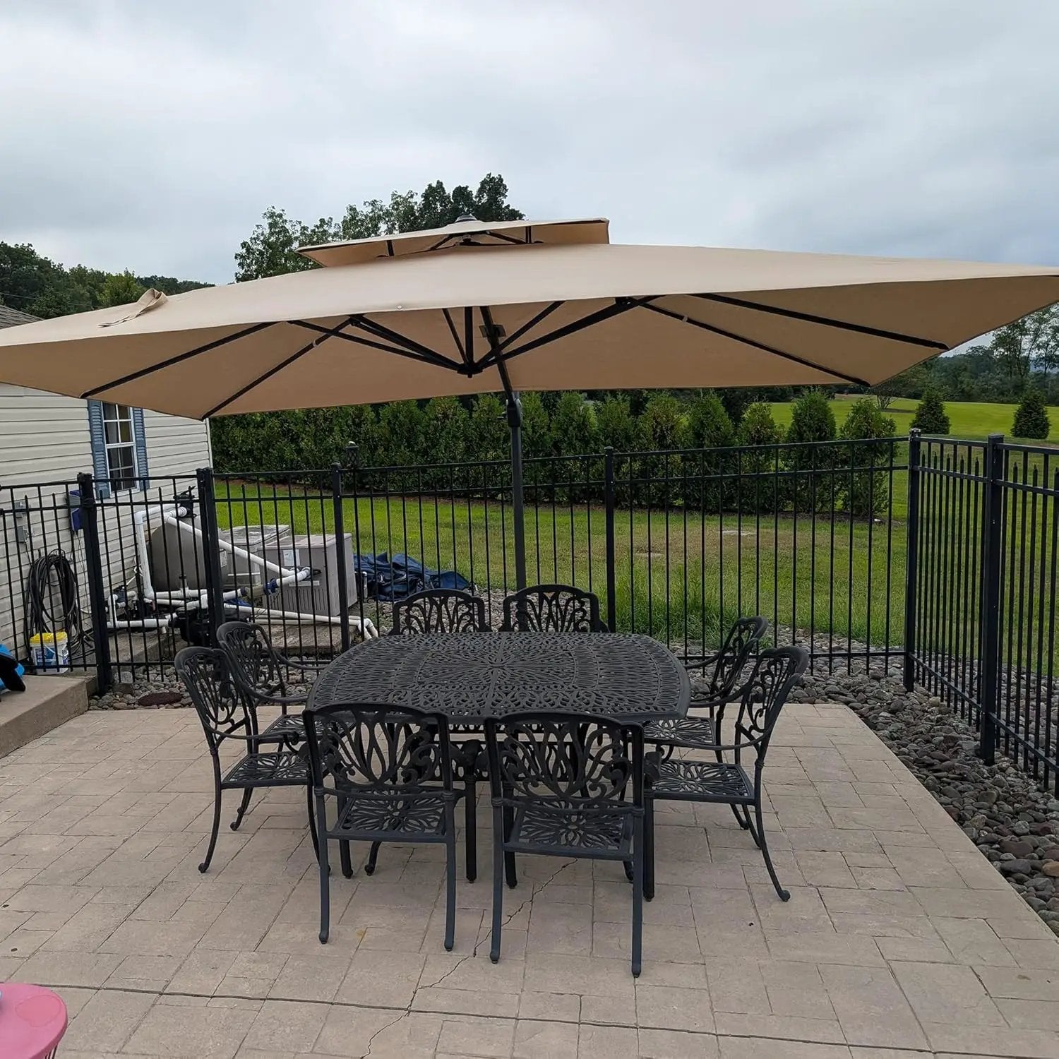 PURPLE LEAF Cantilever Umbrella 10' X 13' Outdoor Patio Rectangular Double Top Large Heavy Duty 360° Rotation Offset Umbrella for Outside Deck Backyard Garden Pool Spectrum Sand by GreenHaven Gardens