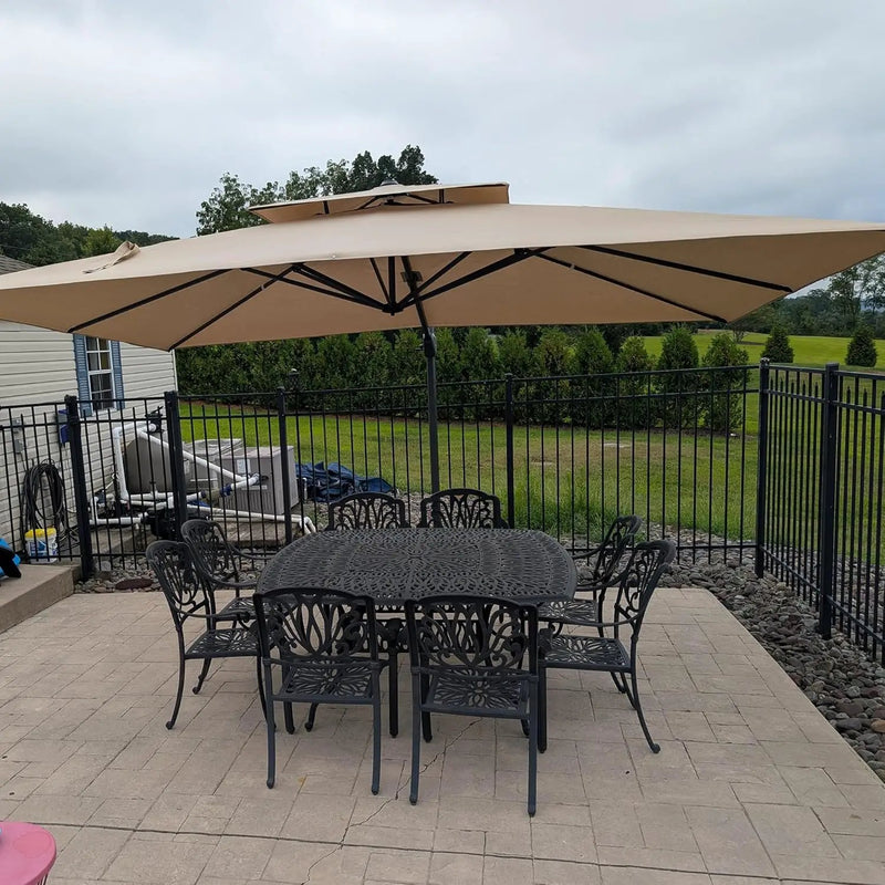 PURPLE LEAF Cantilever Umbrella 10' X 13' Outdoor Patio Rectangular Double Top Large Heavy Duty 360° Rotation Offset Umbrella for Outside Deck Backyard Garden Pool Spectrum Sand by GreenHaven Gardens