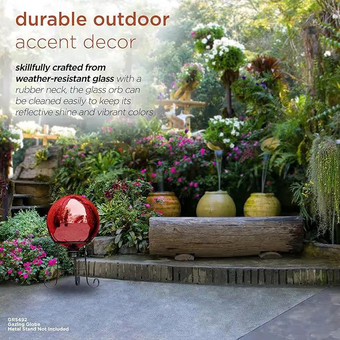 Alpine Corporation 10" Diameter Indoor/Outdoor Glass Gazing Globe Yard Decoration, Red by GreenHaven Gardens