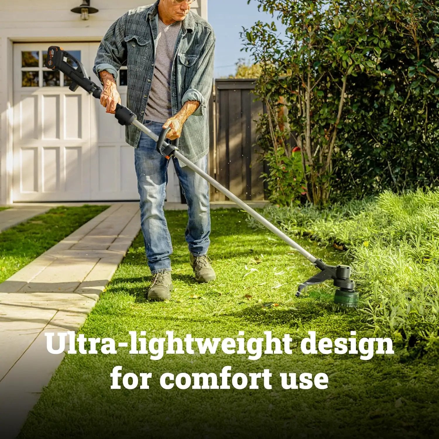 WORX Cordless String Trimmer, 20V 13''-15'' Weed Wracker with Brushless Motor 2.0, 21 cc Gas Equivalent, Quick-Line Reloading, Includes 20V 5.0 Ah PowerShare Pro Battery and Charger, PowerShare by GreenHaven Gardens