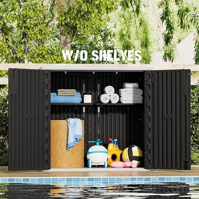 Large Outdoor Storage Box,Resin Sheds&Outdoor Storage Waterproof/Lockable,Outdoor Storage Cabinets for Balcony,Garage,Backyard (37Cu.ft-Black White) by GreenHaven Gardens