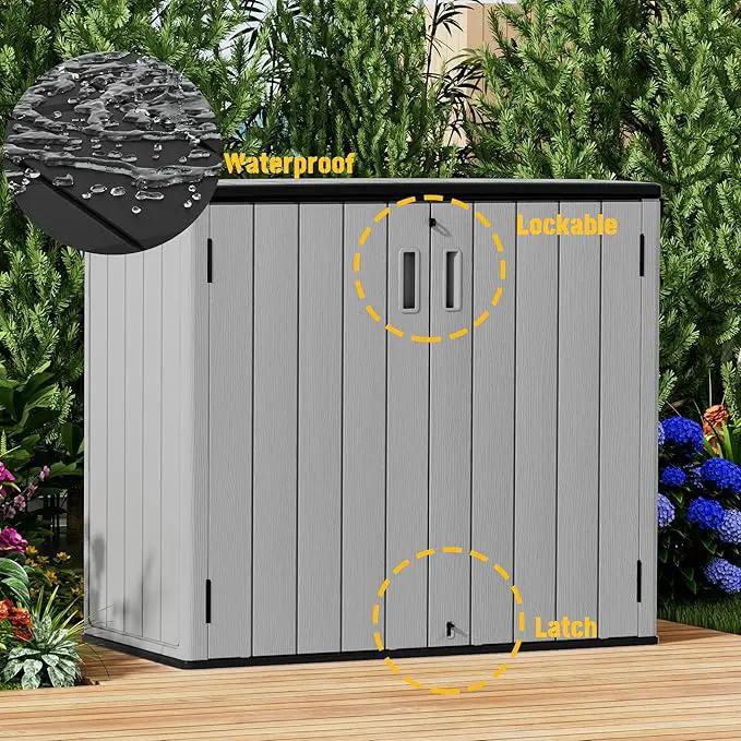 Large Outdoor Storage Box,Resin Sheds&Outdoor Storage Waterproof/Lockable,Outdoor Storage Cabinets for Balcony,Garage,Backyard (37Cu.ft-Pale Grey) by GreenHaven Gardens