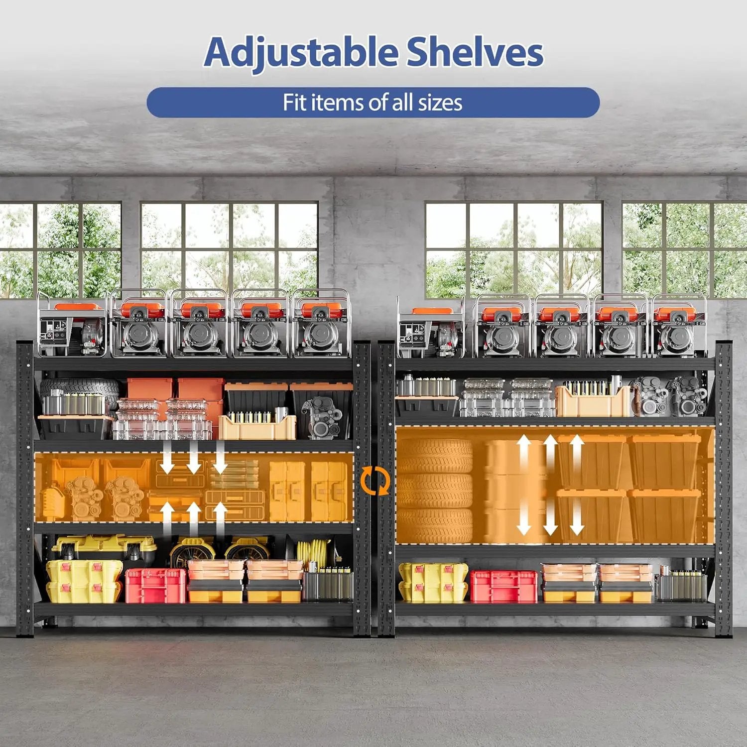 3000LBS Storage Shelves, 48" W Heavy Duty Garage Shelving Unit, Adjustable Industrial Shelving, 4 Tier Metal Shelving for Garage, Supermarket, Warehouse, 48" W x 24" D x 70" H by GreenHaven Gardens