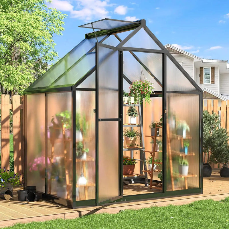 Polar Aurora 4x6 FT Greenhouse, Quick Aluminum Assembly Structure Polycarbonate Greenhouse, Walk-in Greenhouses for Outdoors with Ventilated Windows, Green Houses for Outside Backyard Garden by GreenHaven Gardens