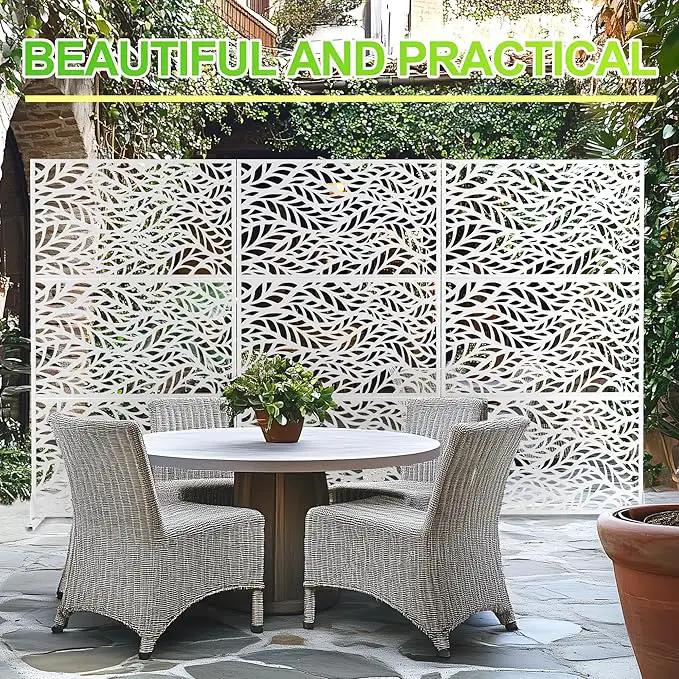 Outdoor Privacy Screen,72" H×47" W Metal Privacy Screen, Freestanding Privacy Fence Panels for Patio by GreenHaven Gardens