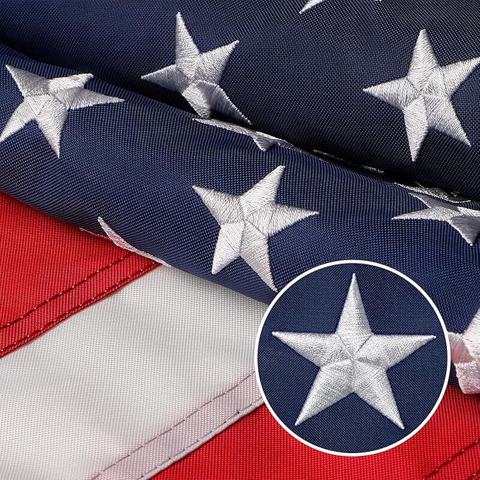 American Flag 10x15 FT, US Flags with Embroidered Stars Sewn Stripes Brass Grommets, Vivid Color, All Weather United States Flag, Polyester USA Flag for Outdoors Indoors (10x15 Foot) by GreenHaven Gardens
