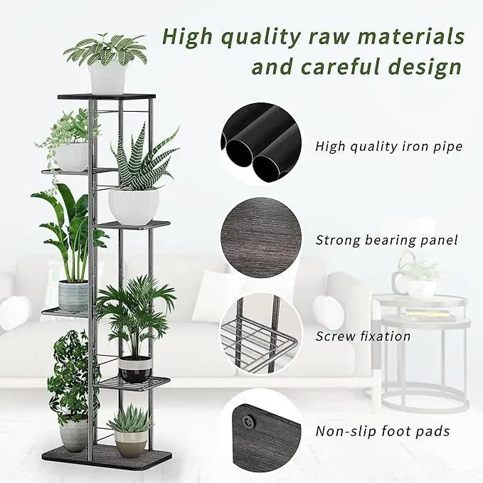 Simple Trending Plant Stand Shelf Indoor Outdoor Waterproof, 6 Tier 7 Potted Heavy Duty Metal Tall Flower Holder for Multiple Corner Display by GreenHaven Gardens