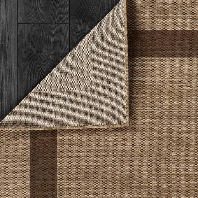 CAMILSON Outdoor Rug 8x10 - Modern Outside Rugs for Patios Porches Waterproof Durable Washable Non-Shedding, Easy-to-Clean Indoor Outdoor Area Carpet (8 x 10, Bordered - Jute) by GreenHaven Gardens