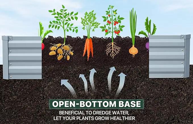 Planter Raised Beds Raised Garden Bed for Gardening Garden Boxes Outdoor Metal Raised Garden Beds, 8x2x1 FT Galvanized Grey by GreenHaven Gardens