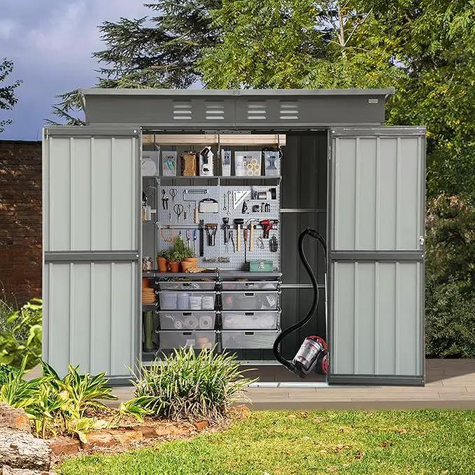 Domi Outdoor Storage Shed 6' x 4', Metal Waterproof Tool Shed Utility Storage House with Double Lockable Doors & Air Vent for Backyard Garden Lawn Patio by GreenHaven Gardens