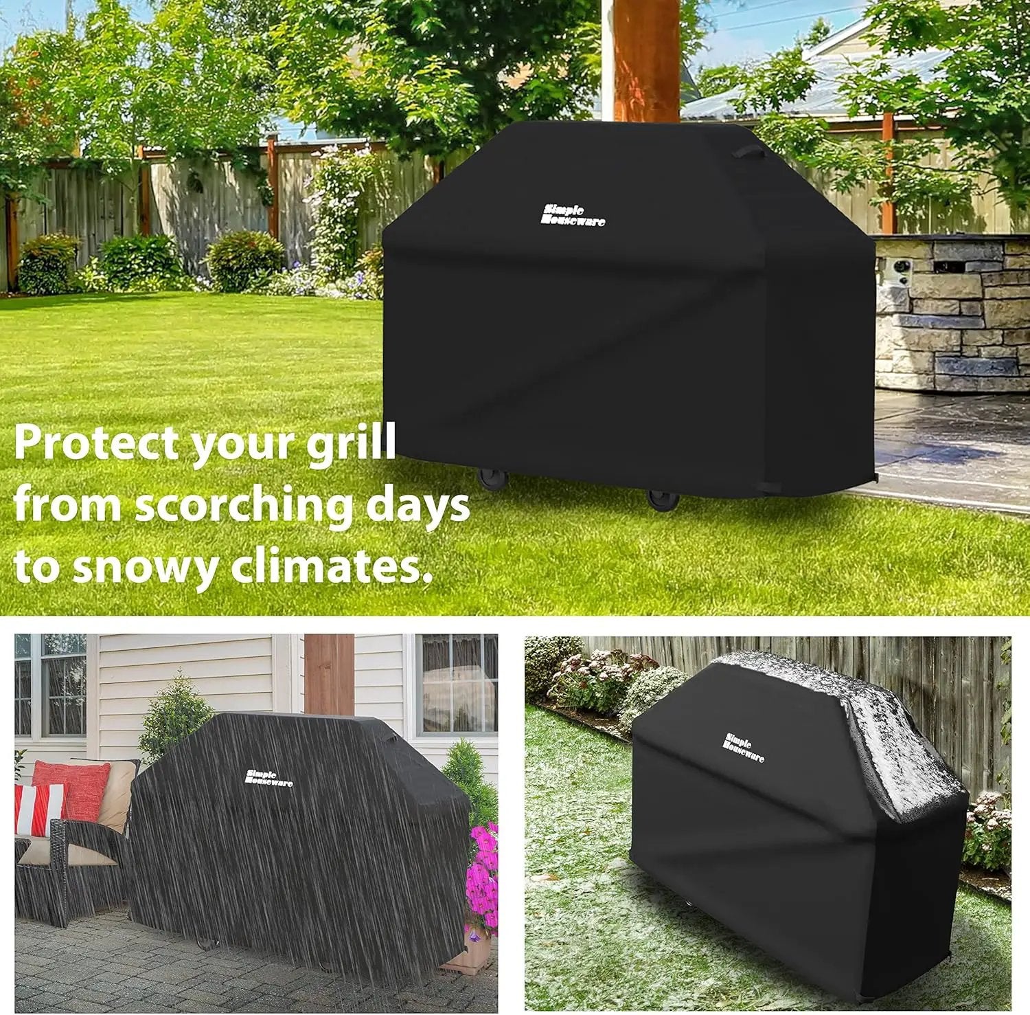 Simple Houseware 60 in. Waterproof Heavy Duty Gas BBQ Grill Cover, Weather-Resistant Polyester by GreenHaven Gardens