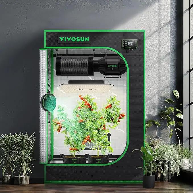 VIVOSUN S223 2x2 Grow Tent, 24"x24"x36" High Reflective Mylar with Observation Window and Floor Tray for Hydroponics Indoor Plant for VS1000 by GreenHaven Gardens