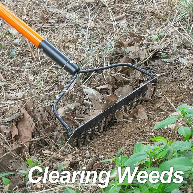 Garden Rake for Gardening, Heavy Duty Garden Rake for Lawns, 14 Tines Bow Rake with Fiberglass Handle, 58 Inches by GreenHaven Gardens