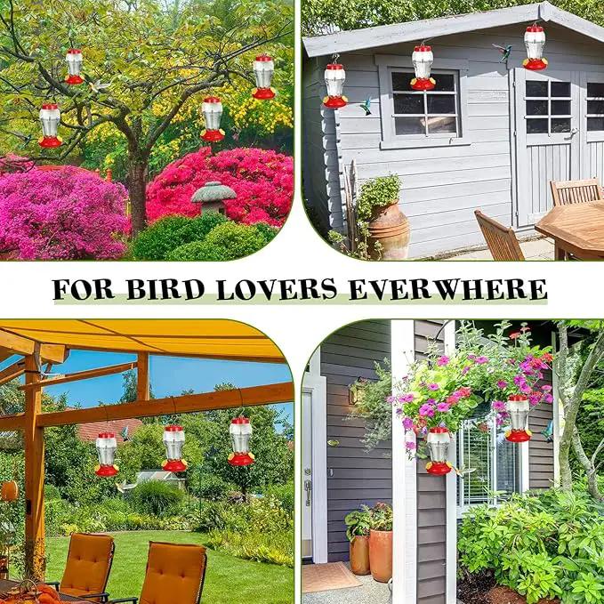 6 Pcs Hummingbird Feeder with Hanging Wires for Outdoor Hanging 16 oz Plastic Hummingbird Feeders Bird Feeder for Outside Wild Bird Feeder with 5 Feeding Ports for Home Garden Yard, Easy Filling by GreenHaven Gardens