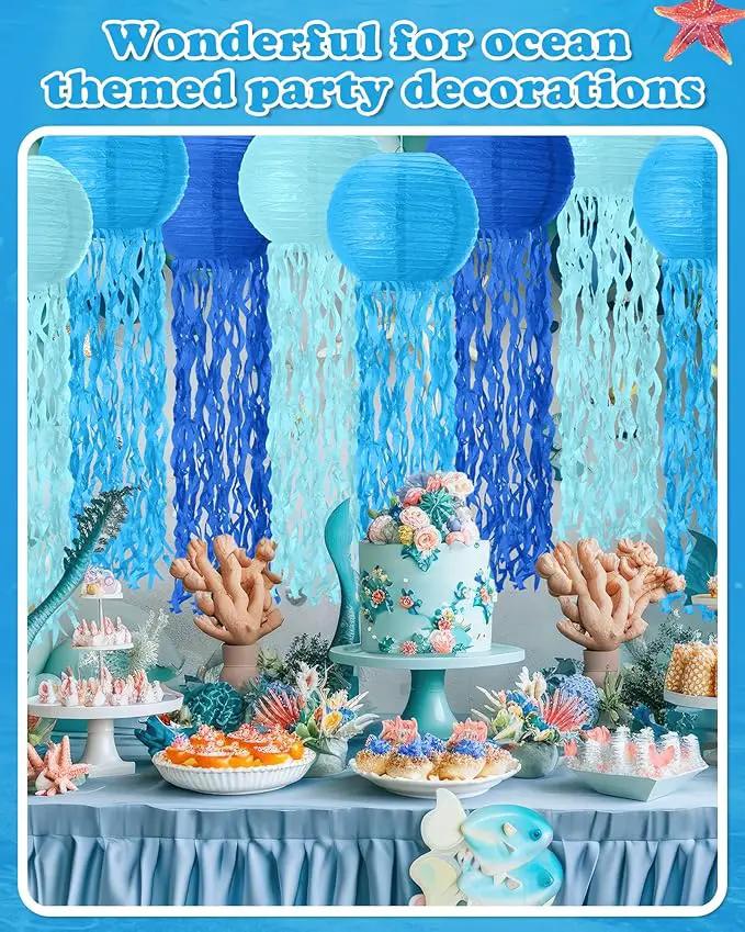 18 Pcs Jellyfish Paper Lanterns Mermaid Birthday Decorations Hanging Lantern Lamps for Ocean Theme Decor Under The Sea Party Supplies (Blue) by GreenHaven Gardens