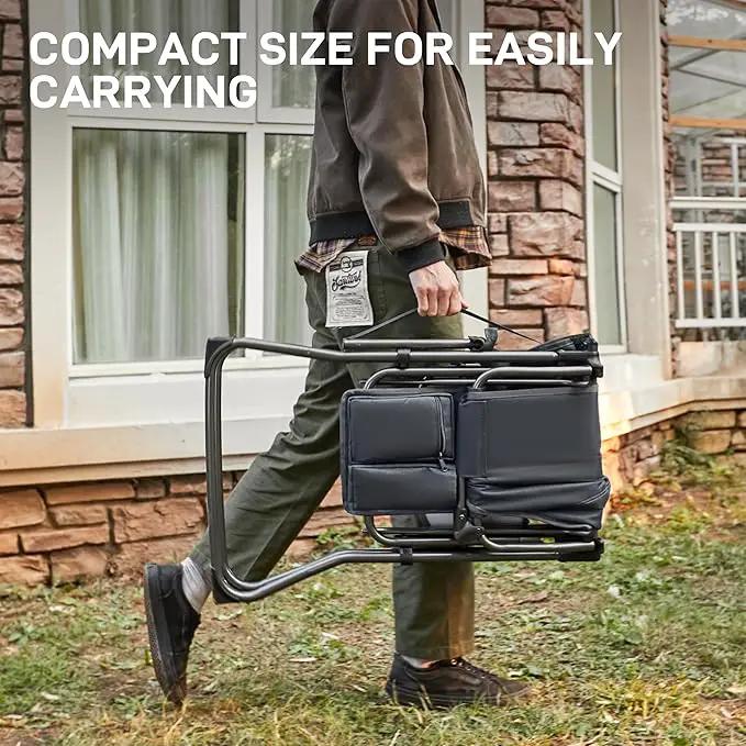 EVER ADVANCED Portable 30.7" Seat Height Tall Folding Camping Chair Directors Chair High Foldable Bar Stool with Side Table for Makeup Artist, Sports Event, Craft Show, Supports 350LBS Grey by GreenHaven Gardens