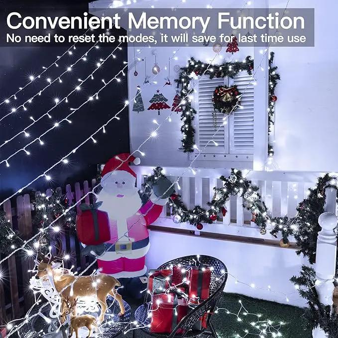 Ollny Christmas Lights Outdoor 400LED 131FT, Cool White Fairy Lights with Remote 3 Timer, Plug in 8 Modes String Lights for Bedroom Indoor Outside House Party Xmas Decorations by GreenHaven Gardens