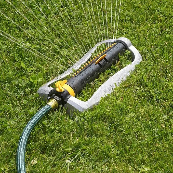 Melnor 65154AMZ XT Turbo Oscillating Sprinkler, Metal Base, 4,500 sq. ft., Quick Connect Bundle, 3-Way Adjustable, Black, Yellow by GreenHaven Gardens