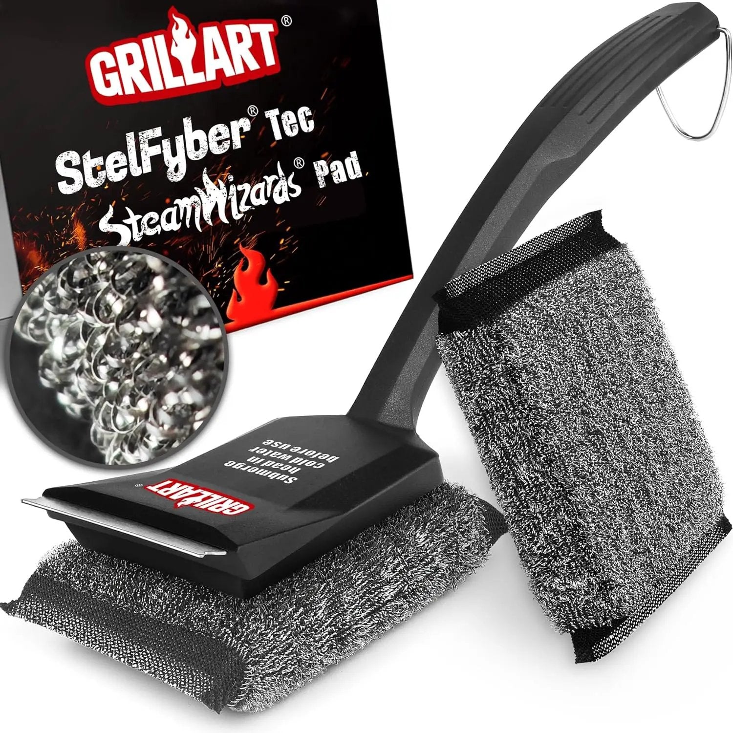 GRILLART SteamWizards Grill Brush Bristle Free, Safe BBQ Grill Brush for Outdoor Grill, Flat Top Grill Cleaner with Replaceable Head, Suitable for All Grates, Griddle Accessories, Dishwasher Safe by GreenHaven Gardens