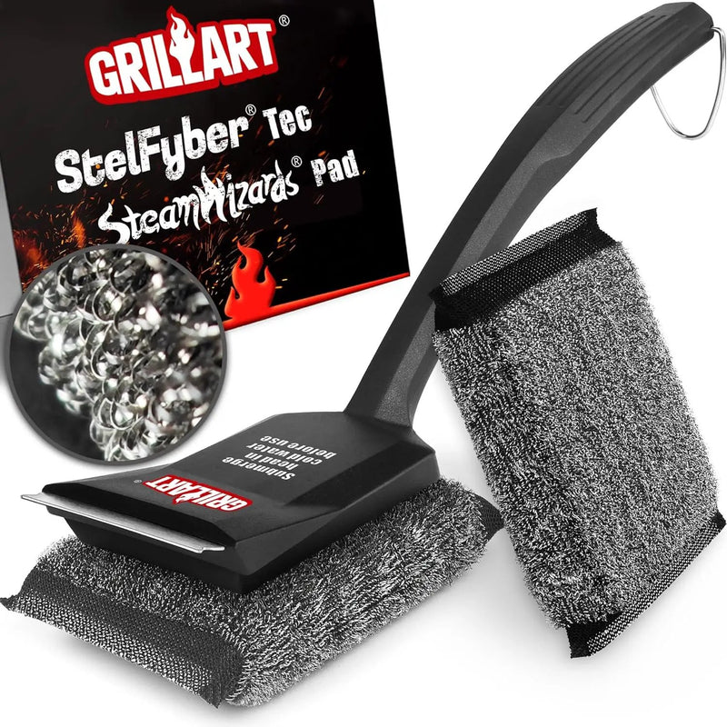 GRILLART SteamWizards Grill Brush Bristle Free, Safe BBQ Grill Brush for Outdoor Grill, Flat Top Grill Cleaner with Replaceable Head, Suitable for All Grates, Griddle Accessories, Dishwasher Safe by GreenHaven Gardens