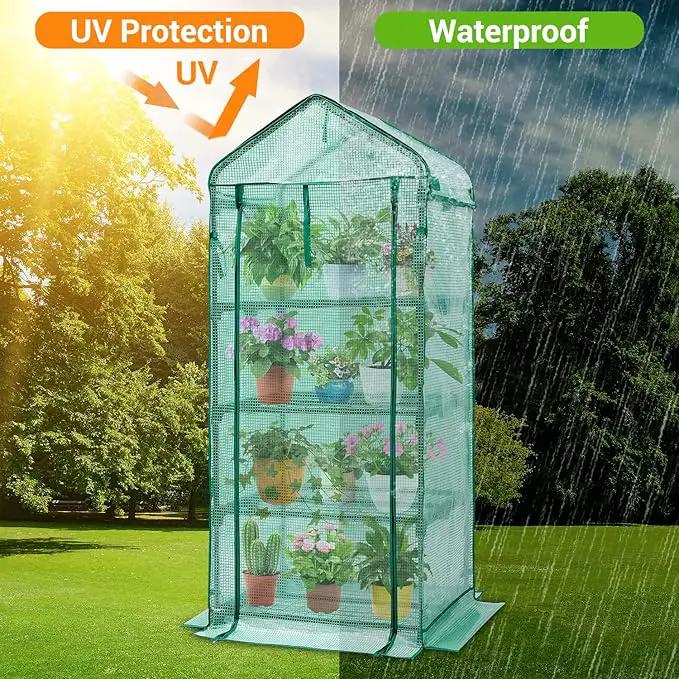 Mini Greenhouse with Screen Roof, Ohuhu Upgraded Portable 4 Tier Small Greenhouses for Outdoors Indoor with Reelable Door, Heavy Duty Plastic Green House for Outside Garden Patio Yard Porch Balcony by GreenHaven Gardens
