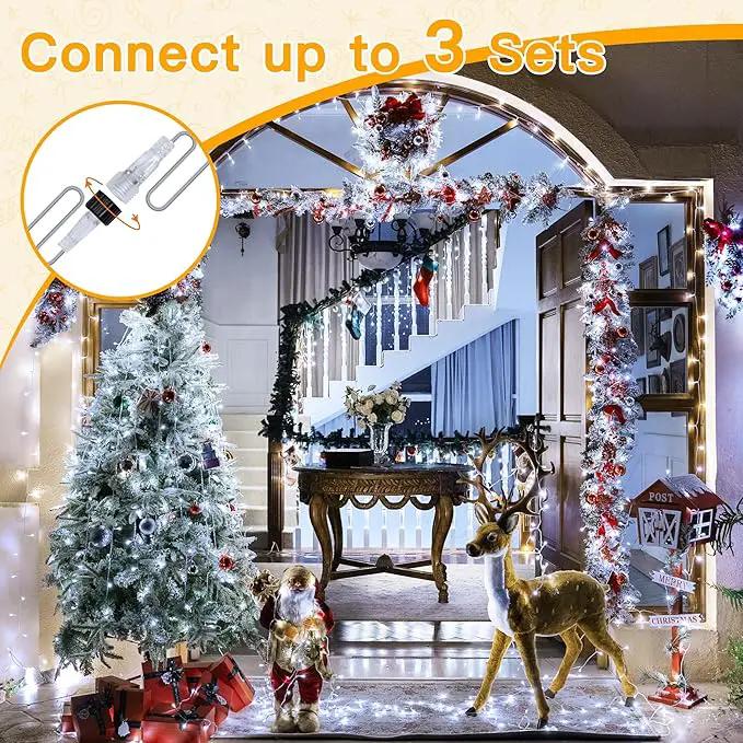 Ollny Outdoor String Lights 200LED 60FT, Cool White Connectable Plug in Fairy Light, 8 Modes Waterproof Timer Christmas Lights for Indoor Outside Bedroom House Party Wedding by GreenHaven Gardens