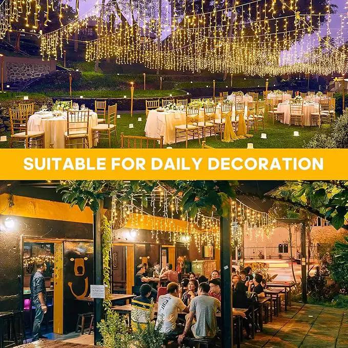 JMEXSUSS 38.8FT Icicle Lights for Outside, 400 LED Icicle Christmas Light Outdoor Indoor Plug in, Warm White Curtain String Lights for Wedding House Patio Party Fireplace Holiday Decorations by GreenHaven Gardens