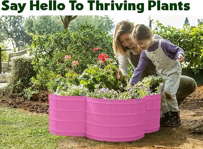 Galvanized Raised Garden Beds Outdoor // 3×3×1 ft Planter Raised Beds for Gardening, Vegetables, Flowers // Large Metal Garden Box (Pink) // Patented Tool-Free Design by GreenHaven Gardens
