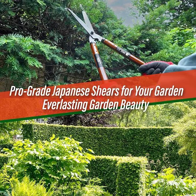 SUIZAN Hedge Shears 22.6" - Professional Japanese Garden Clippers for Precise Trimming Gardening Tools by GreenHaven Gardens