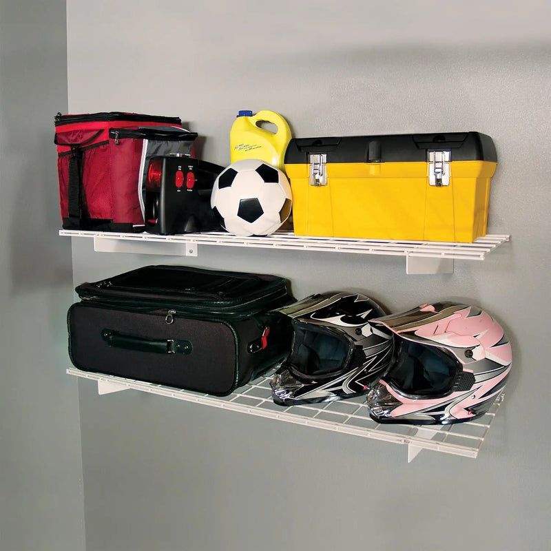 00967 2-Pack Heavy Duty Steel Garage Shelving, 45”x 15” Wall Mounted Shelve,Max Shelf Load 200 Pounds, White Powder Coated by GreenHaven Gardens