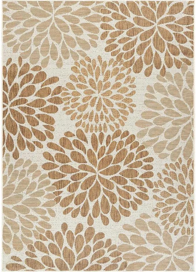 Beverly Rug Outdoor Rug 9x12 Modern Exotic Tropical Leaf Area Rugs for Indoor and Outdoor Patio Deck Porch Garden Water Resistant Washable Outside Carpet (9 x 12 Beige) by GreenHaven Gardens