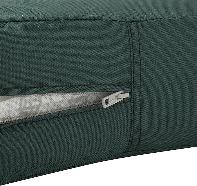 Classic Accessories Ravenna Water-Resistant 23 x 23 x 5 Inch Square Patio Seat Cushion Slip Cover & Foam, Mallard Green, Lounge Chair Cushion by GreenHaven Gardens