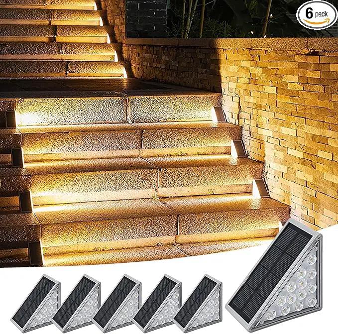 Solar Stair Lights Outdoor, 6 Pack Outdoor Solar Lights Waterproof IP67, Solar Step Lights for Outside, Patio, Decor, Yard, Garden, Front Door, Porch (Warm White) by GreenHaven Gardens