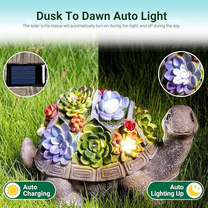 GIGALUMI Solar Garden Statues Turtle Figurine Lights for Outside, Yard Decorations Outdoor, Garden Decor Unique Birthday Housewarming Gifts for Mom, Women for Mothers Day by GreenHaven Gardens