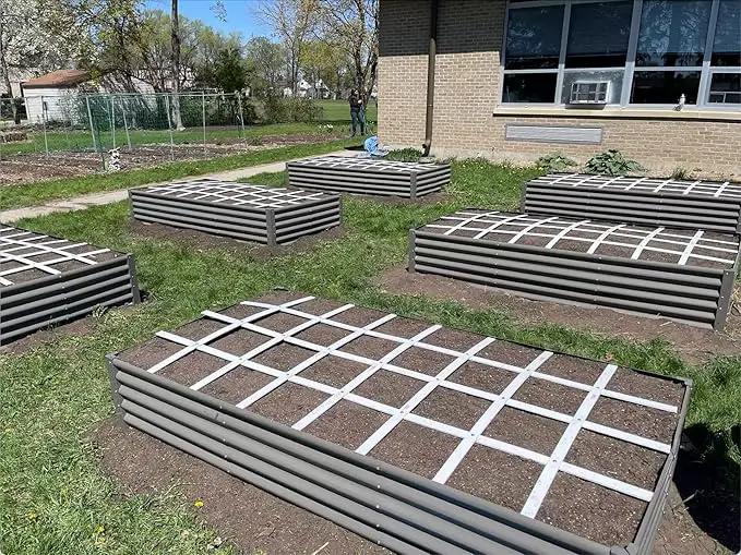 A ANLEOLIFE 8X4X1.5 ft Galvanized Raised Garden Beds Outdoor, Rectangular Metal Planter Box for Planting Vegetables Flowers Herb, Anti-Rust & Easy-Setup, Quartz Grey by GreenHaven Gardens