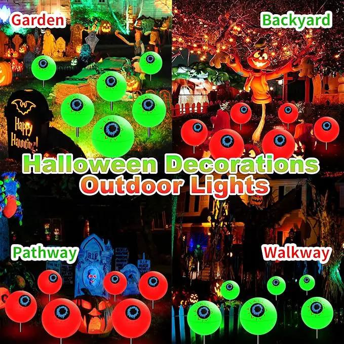 Outdoor Solar Lights Waterproof Decorations, 6 Pack Solar Globe Lights for Garden Decorations, Outside Ghost Solar Scary Eyeball Pathway Lights Decor for St. Patrick's Day Tree Garden Lawn Yard by GreenHaven Gardens