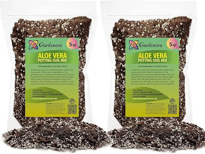 Premium Aloe Vera Potting Soil Mix - 10 Quart - (2 Bags of 5QT) by GreenHaven Gardens