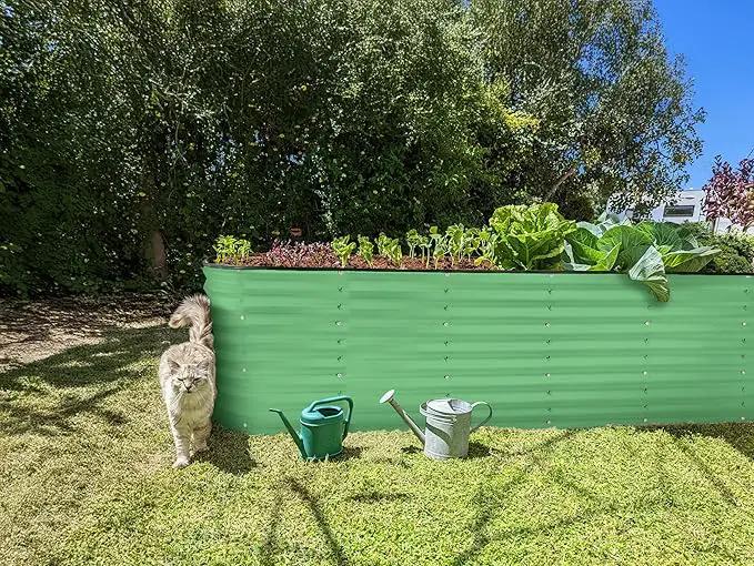 Galvanized Raised Garden Beds Outdoor // 8×2×2 ft Planter Raised Beds for Gardening, Vegetables, Flowers // Large Metal Garden Box (Light Green) // Patented Tool-Free Design by GreenHaven Gardens