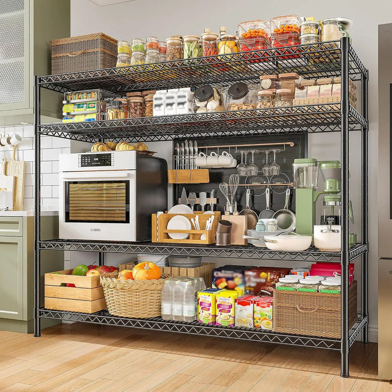 REIBII 2560LBS Storage Shelves 55.5"W Metal Shelving Unit 4 Tier Wire Shelving Commercial Adjustable Garage Shelving Heavy Duty for Storage Rack for Pantry, Garage, Kitchen, 55.5"W x 18"D x 55.5"H by GreenHaven Gardens
