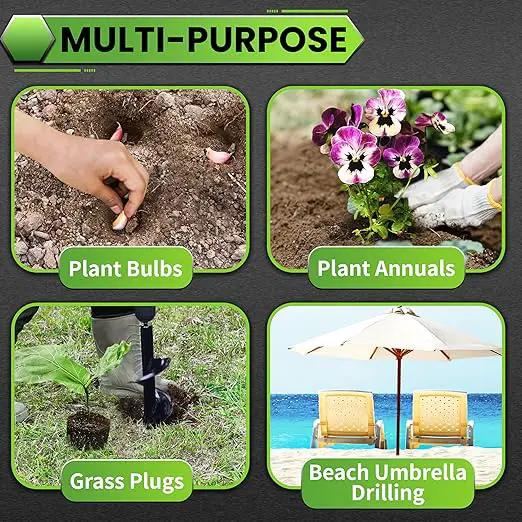 SYITCUN Auger Drill Bit for Planting - 4"X16" Heavy-Duty Post Hole Auger - Auger Post Hole Digger for Fence - 3/8" Hex Drive Drill by GreenHaven Gardens