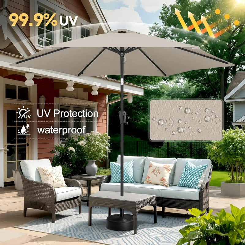 FLAME&SHADE 10ft Patio Umbrella - Outdoor Umbrella with 6 Sturdy Ribs, Push Button Tilt and Crank, UV Protection Table Market Umbrella for Pool, Porch，Garden, Deck, Backyard (Taupe) by GreenHaven Gardens